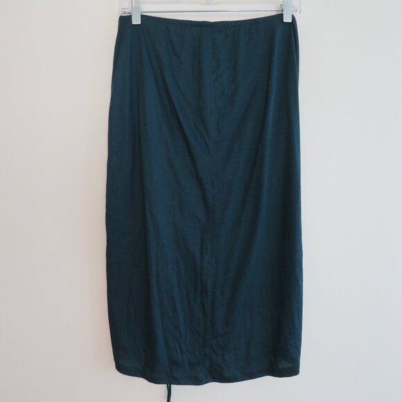 BY ANTHROPOLOGIE Ruched Knit Midi Skirt in Navy Teal Green Stretch - Size M NWT - Picture 10 of 12